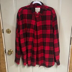 St. John's Bay Men's Plaid Red and Black Shirt